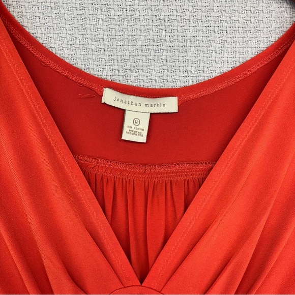 Jonathan Martin Orange Cap Sleeve Stretch Dress Size 12 Colorful Midi Casual - Picture 4 of 9